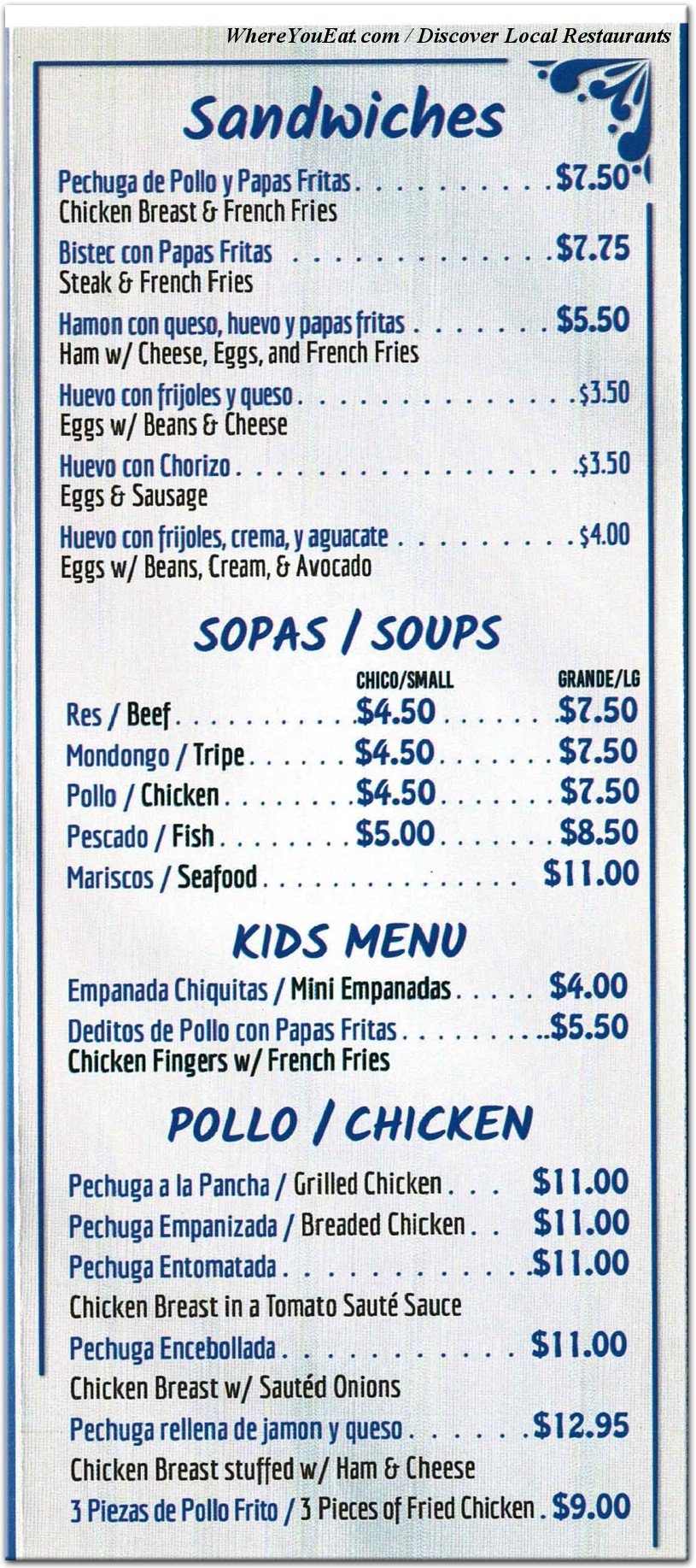 menu